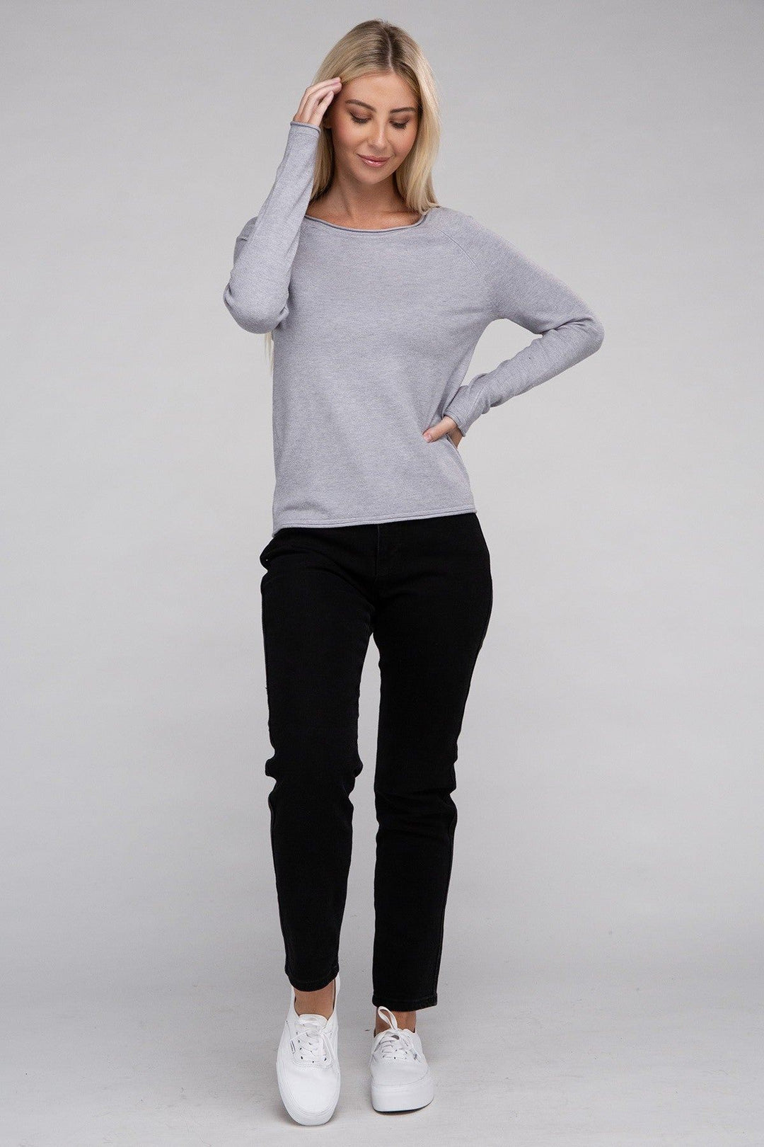 Zenana Viscose Round Neck Basic Sweater - Inspired Eye Boutique