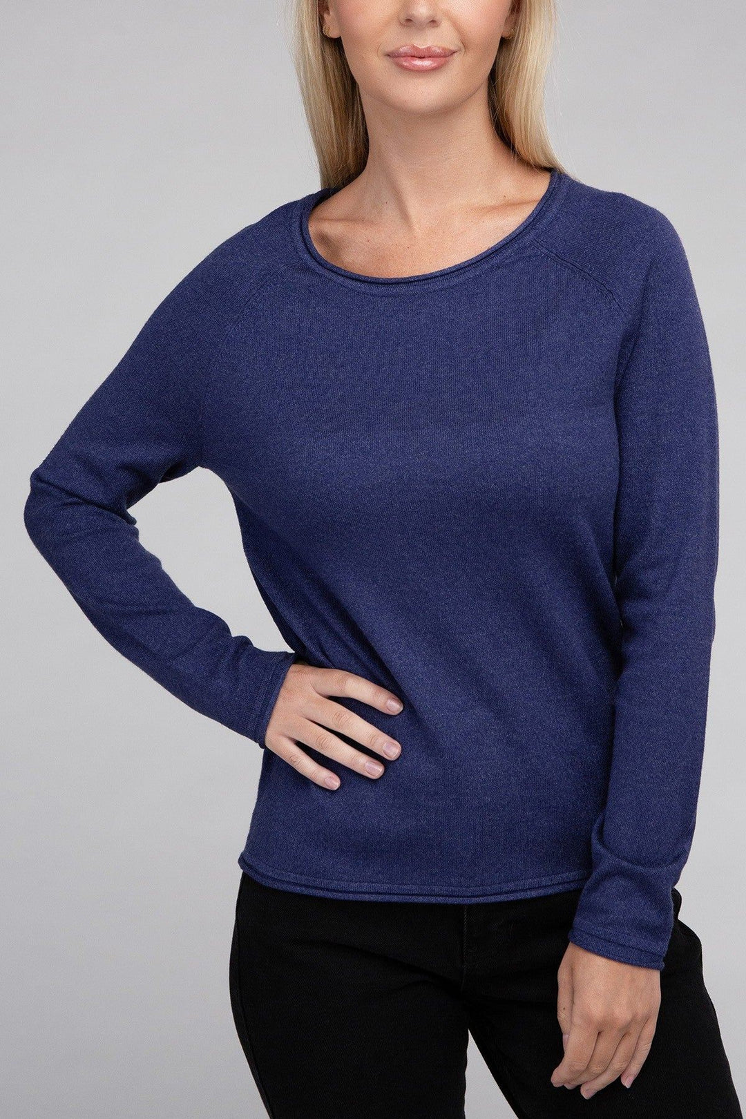 Zenana Viscose Round Neck Basic Sweater - Inspired Eye Boutique