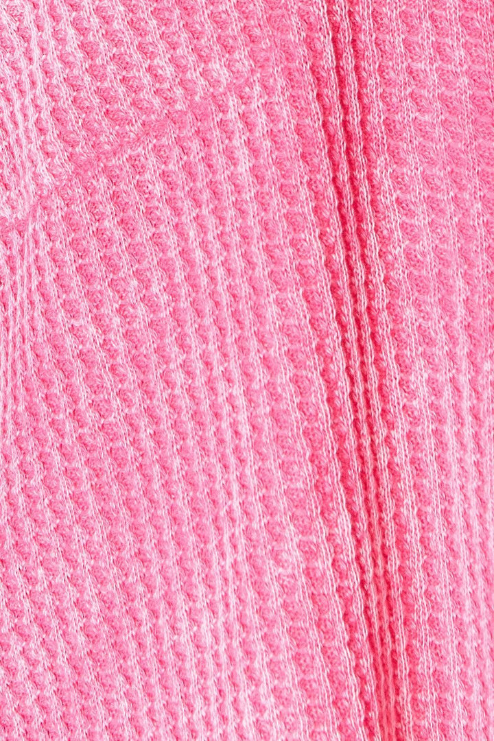 Zenana Oversized Waffle-Knit Shirt - Pink - Inspired Eye Boutique