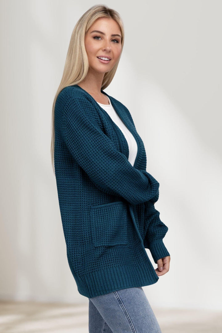 Zenana - Waffle Knit Open Front Cardigan - Inspired Eye Boutique