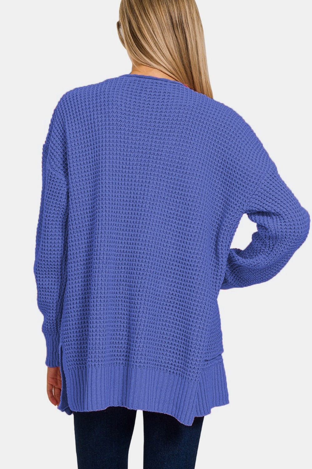 Zenana - Waffle Knit Open Front Cardigan Sweater - Marlin - Inspired Eye Boutique