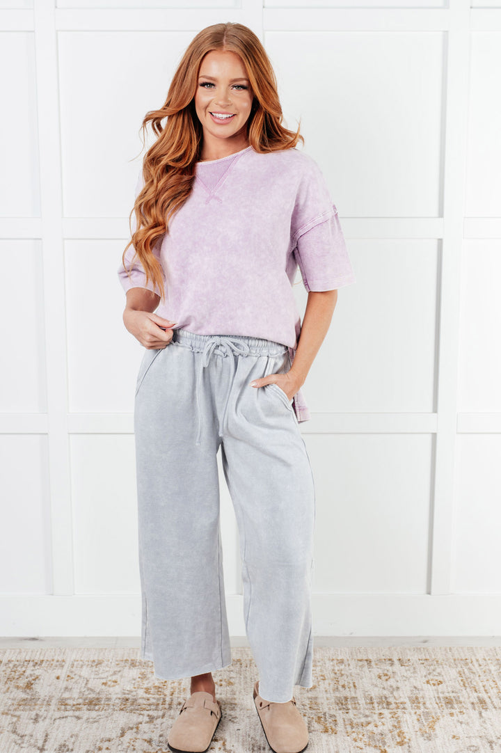 Zenana - Wide Leg Cropped Fleece Sweatpants - Light Grey - Inspired Eye Boutique