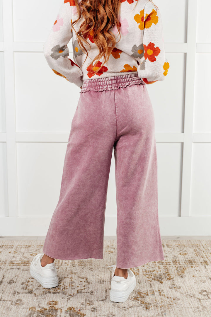 Zenana Wide Leg Cropped Fleece Sweatpants - Light Rose - Inspired Eye Boutique