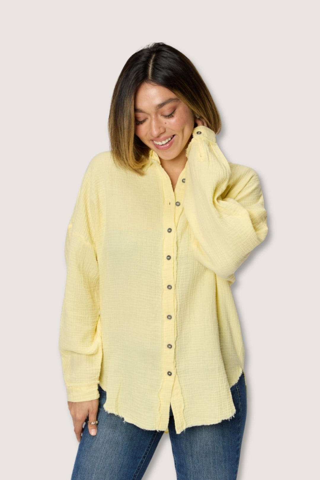 Zenana - Yellow Button Up Shirt - Womens - Inspired Eye Boutique