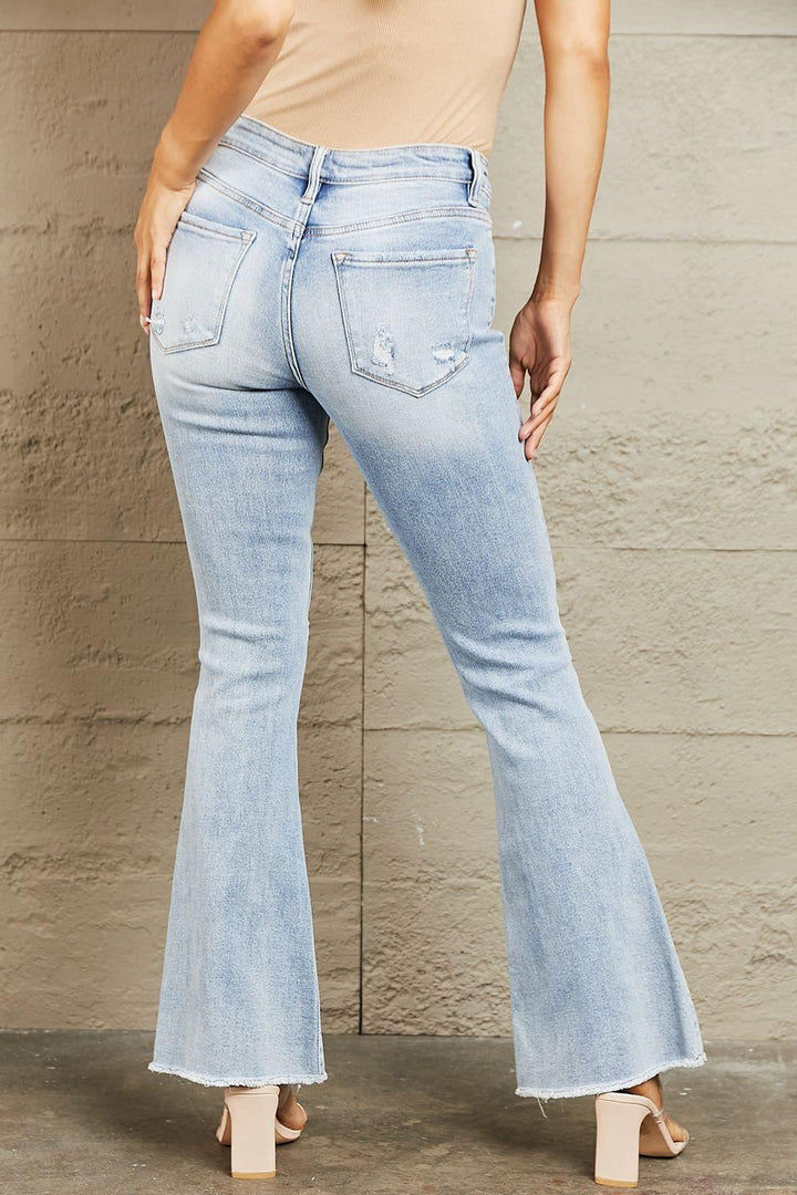 Mid-Rise Distressed Flare Jeans - Inspired Eye Boutique