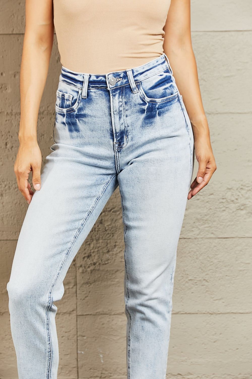BAYEAS - High Waist Accent Skinny Jeans - Inspired Eye Boutique