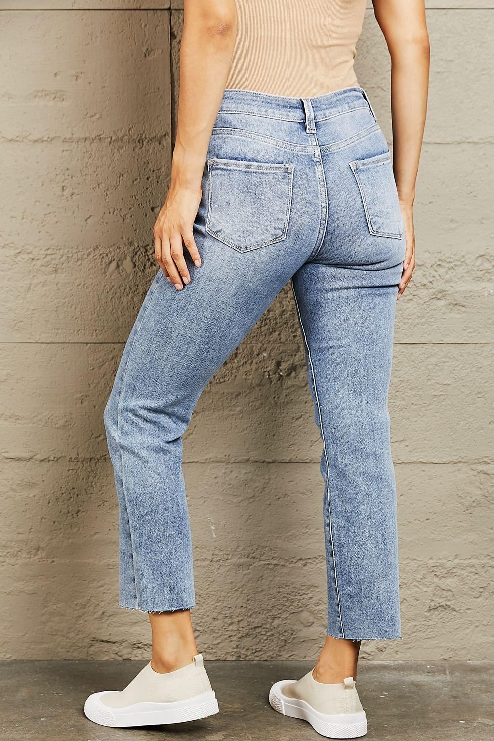 Mid Rise Cropped Jeans - Medium Wash - Inspired Eye Boutique