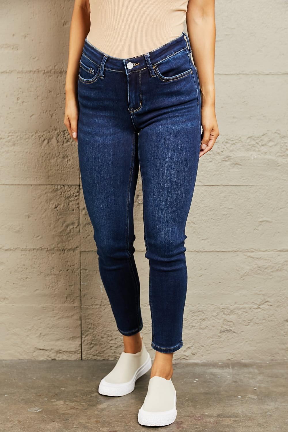 Mid Rise Dark Wash Jeans - Slim Fit - Inspired Eye Boutique