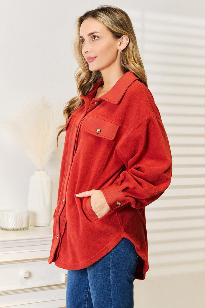 Red Fleece Shacket - Inspired Eye Boutique