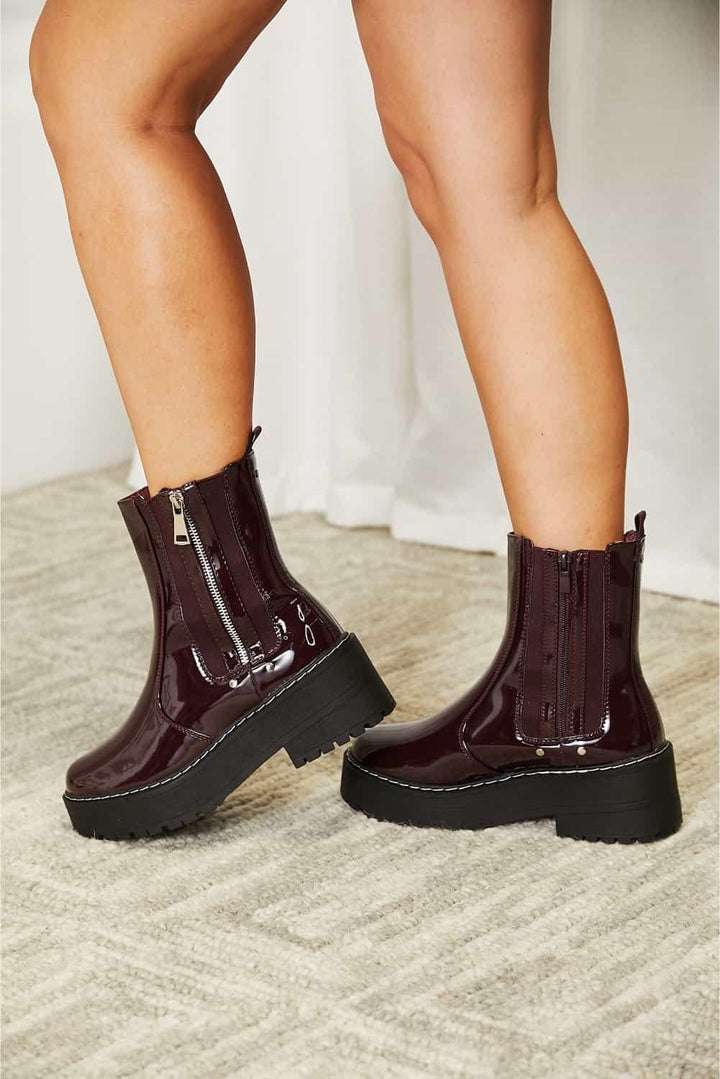 Burgundy Platform Boots Women - Inspired Eye Boutique