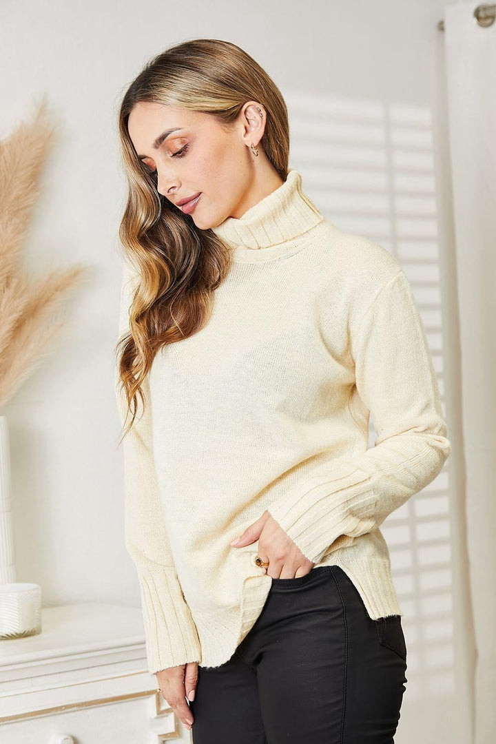 Cream Turtleneck Sweater - Inspired Eye Boutique