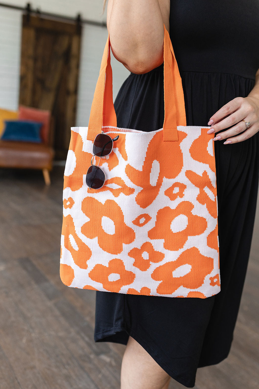 Daisy Tote Bag - Orange - Inspired Eye Boutique