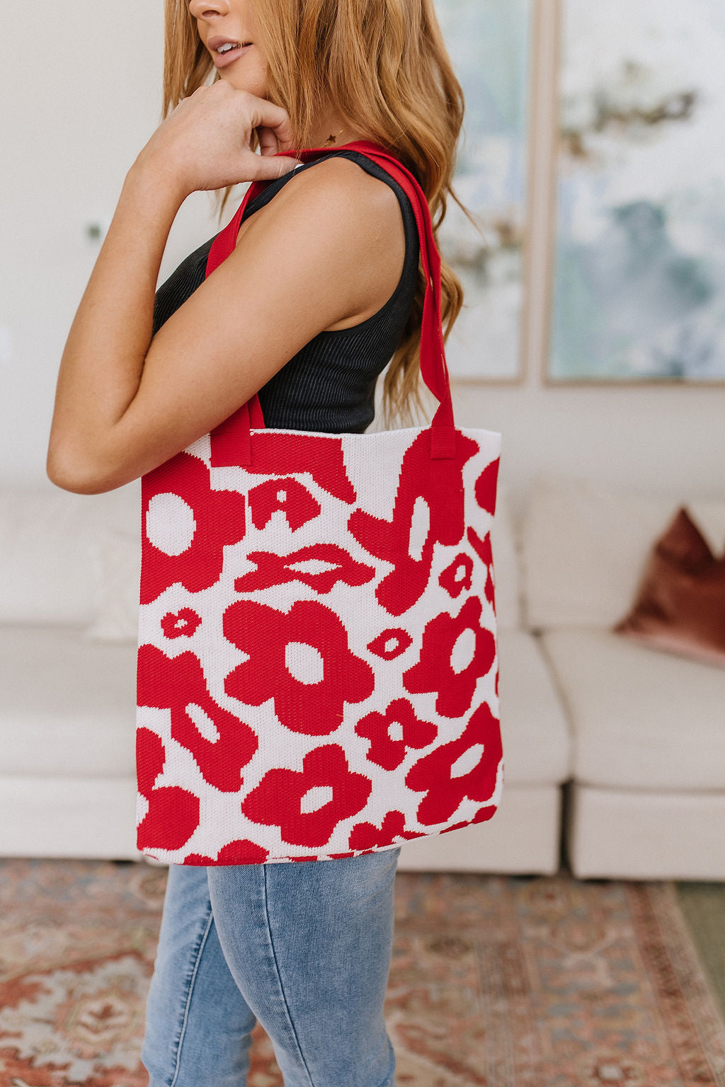 Daisy Tote Bag - Red - Inspired Eye Boutique