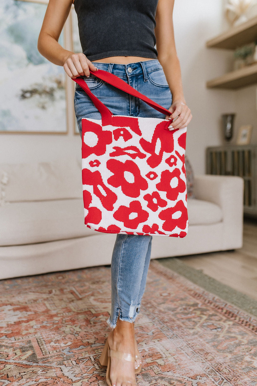 Daisy Tote Bag - Red - Inspired Eye Boutique