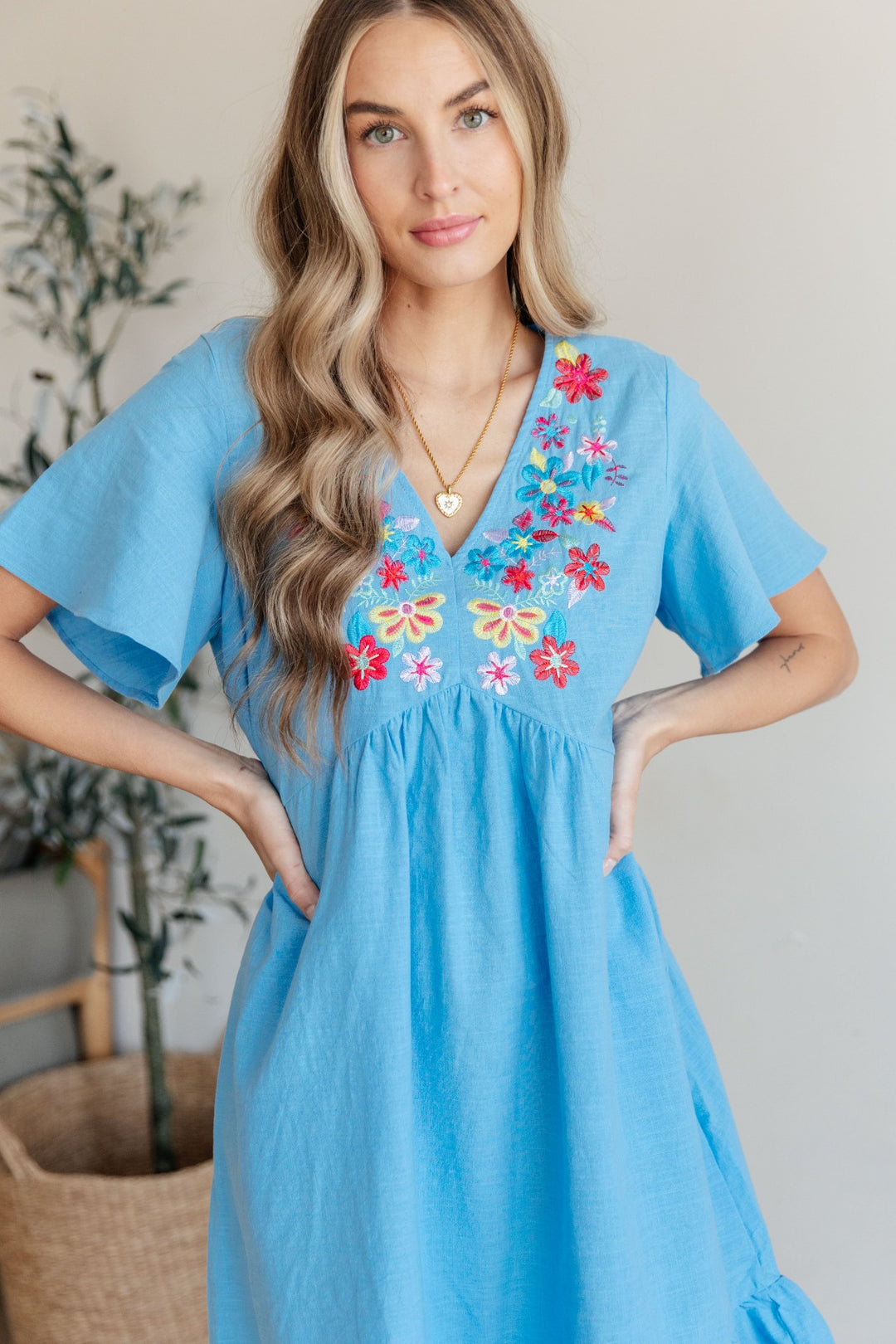 Floral Crochet Bodice Mini Dress - Inspired Eye Boutique