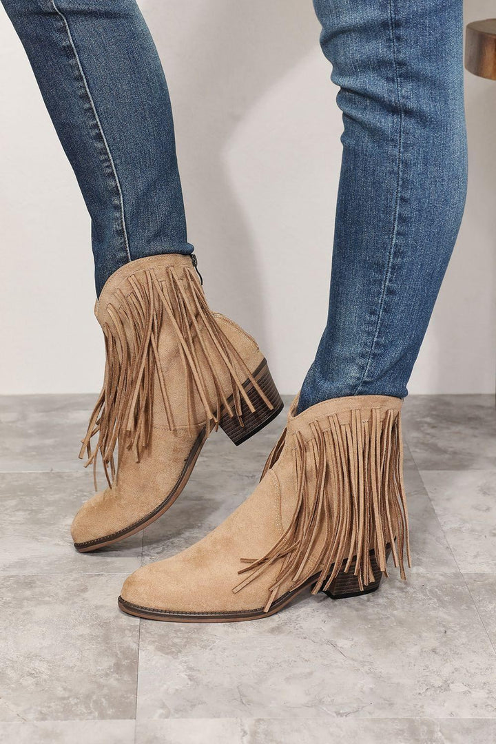 Fringe Booties - Tan - Inspired Eye Boutique