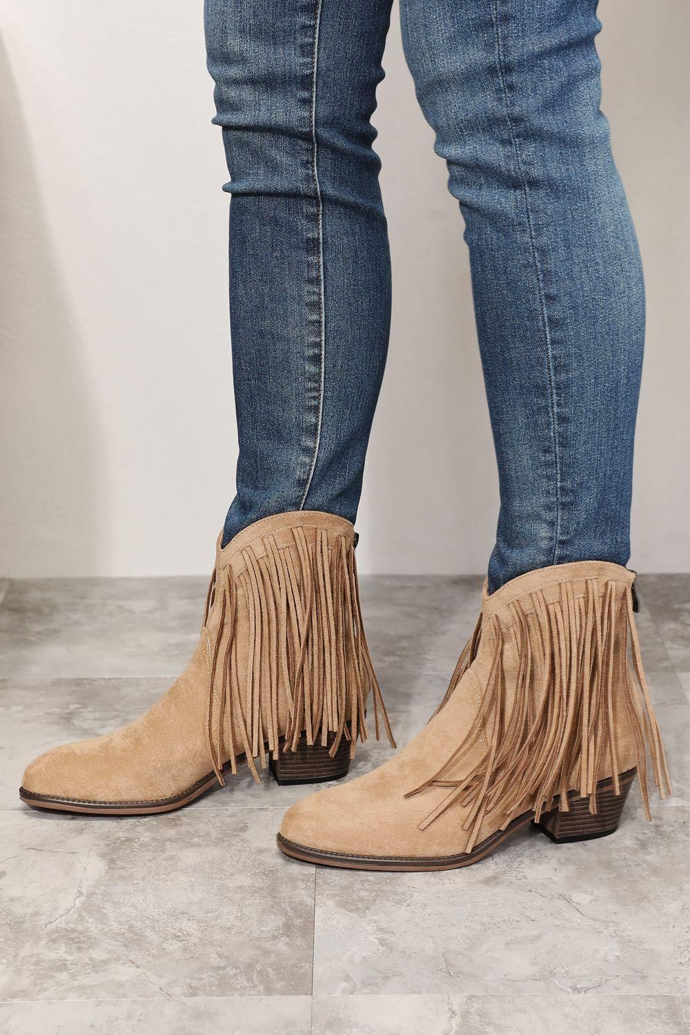 Fringe Booties - Tan - Inspired Eye Boutique