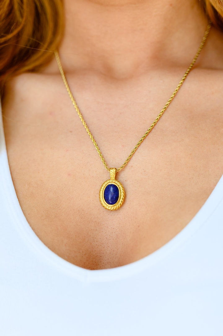 Gold Lapis Lazuli Pendent Necklace - Inspired Eye Boutique