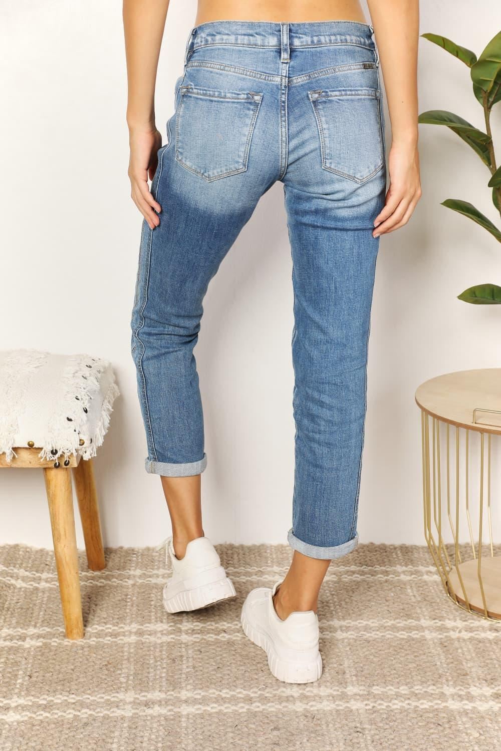 Kancan - Mid Rise Slim Boyfriend Jeans - Inspired Eye Boutique