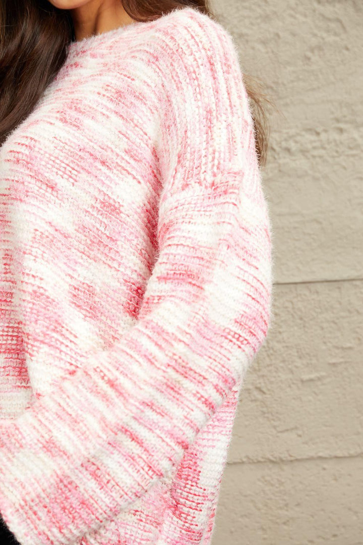 Pink Fuzzy Chunky Knit Sweater - Inspired Eye Boutique