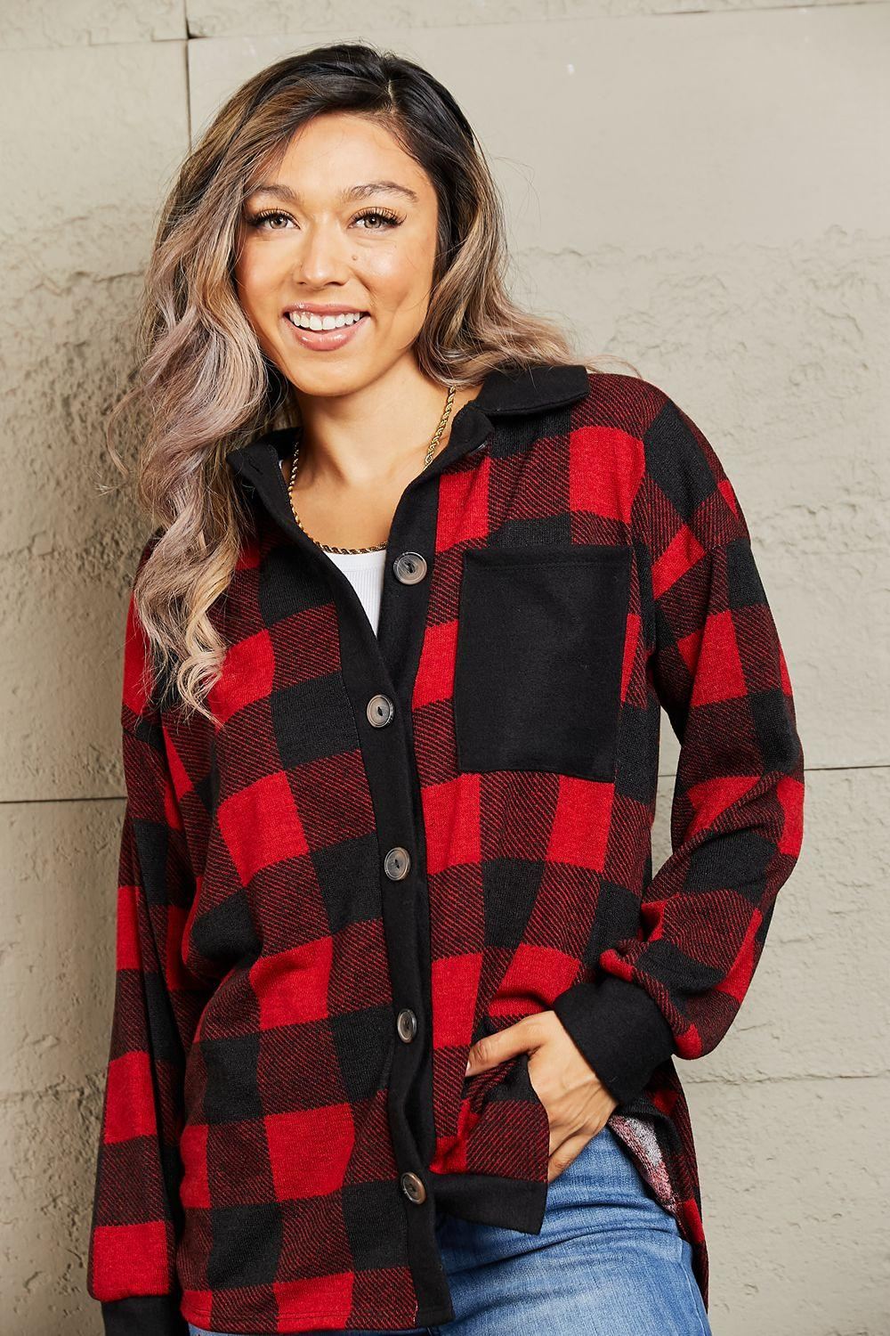 Red and Black Flannel Jacket - Inspired Eye Boutique