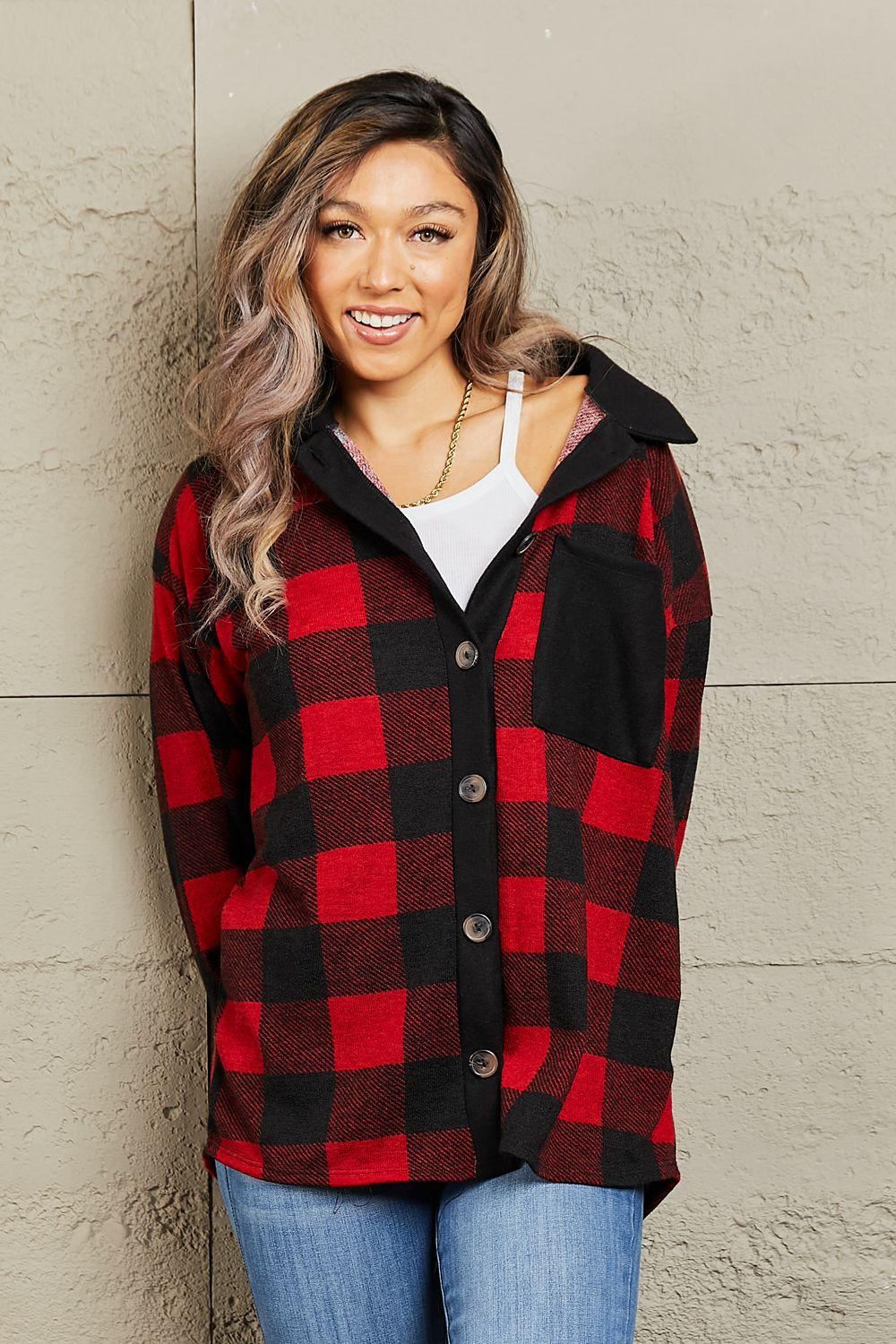 Red and Black Flannel Jacket - Inspired Eye Boutique