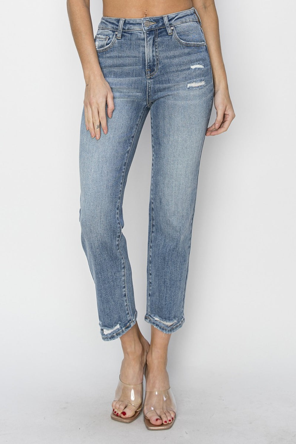 Risen Jeans High rise tummy control crop wide leg pants – SoShee