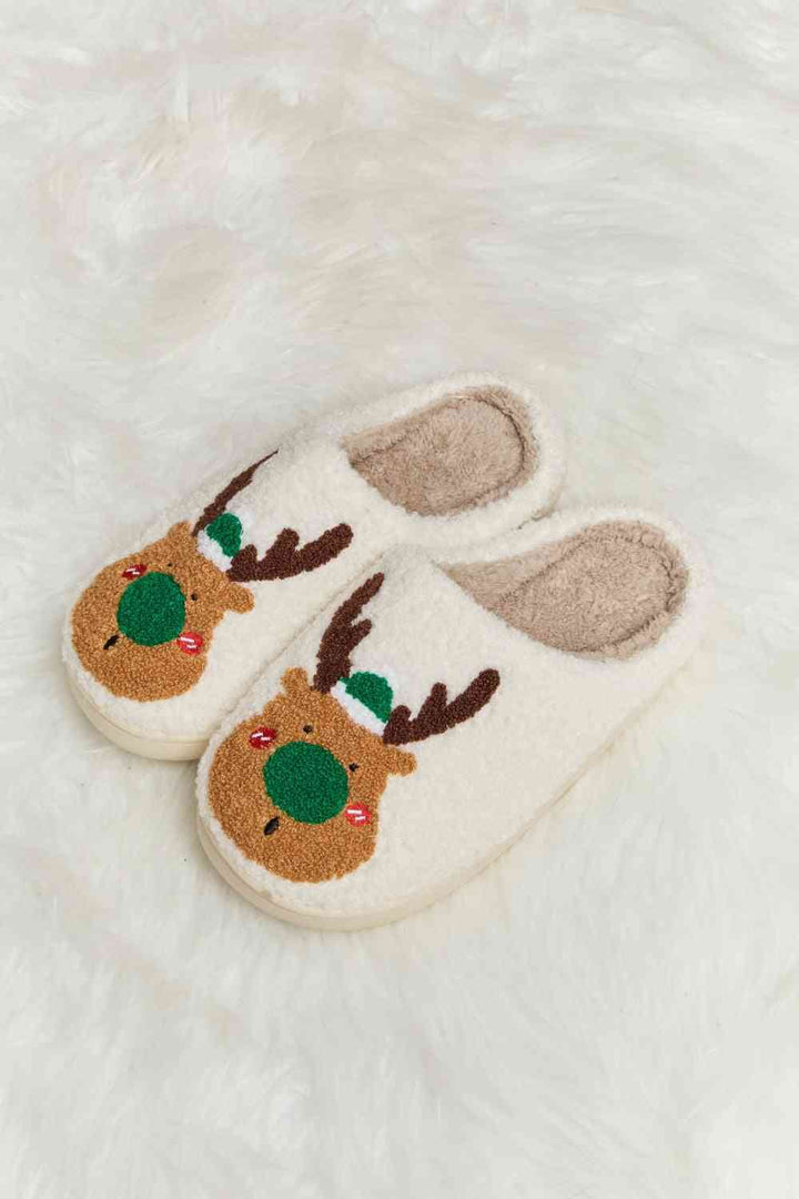 Rudolph Plush Faux Fur Slide Slippers - Inspired Eye Boutique