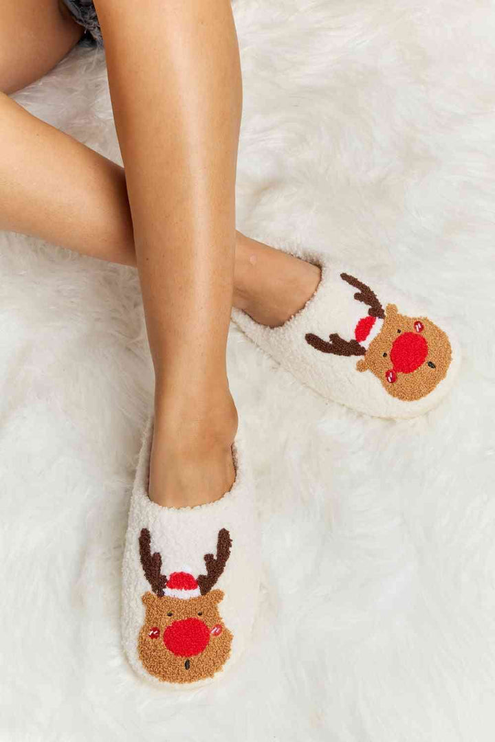 Rudolph Plush Faux Fur Slide Slippers - Inspired Eye Boutique