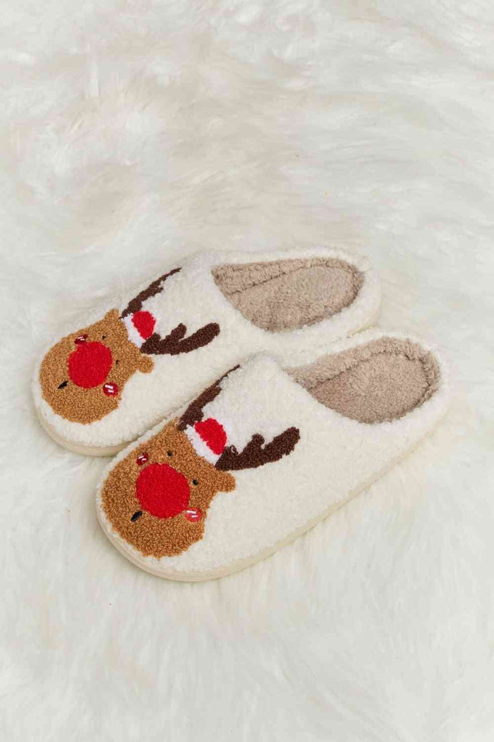 Rudolph Plush Faux Fur Slide Slippers - Inspired Eye Boutique