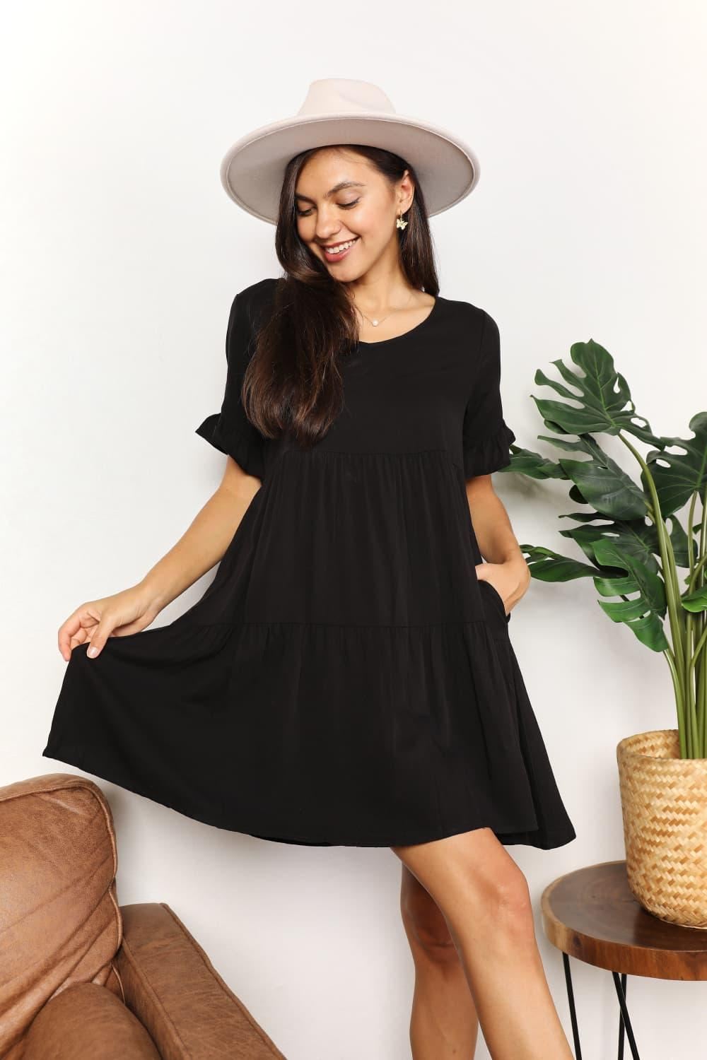 Short Sleeve Black Mini Dress - Inspired Eye Boutique