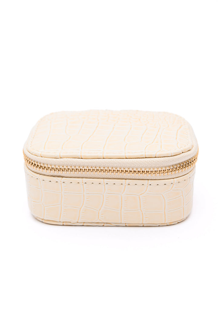 Small Travel Jewelry Case - Cream Snakeskin - Inspired Eye Boutique