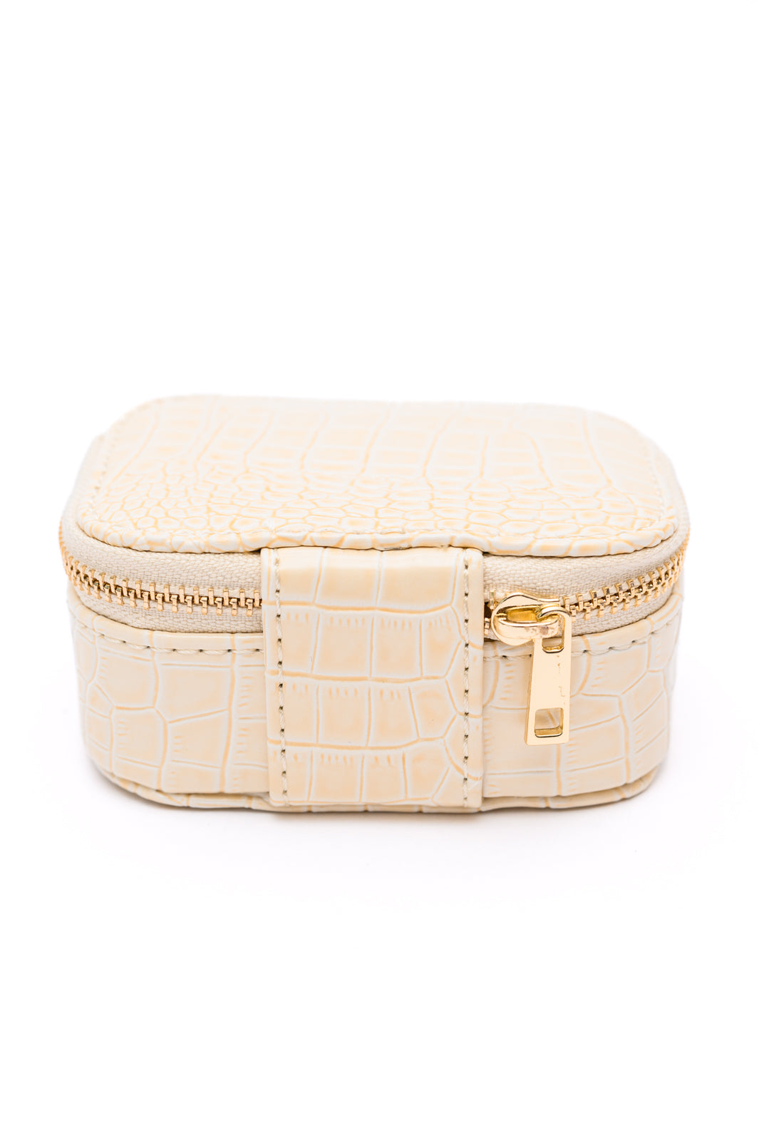 Small Travel Jewelry Case - Cream Snakeskin - Inspired Eye Boutique