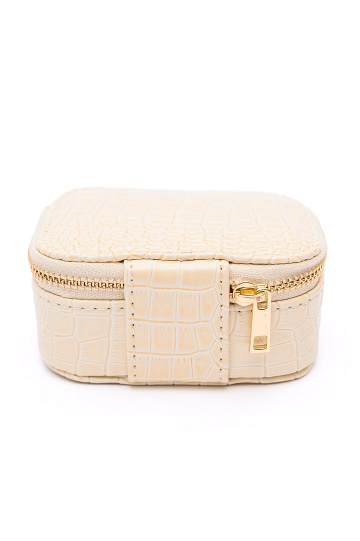 Small Travel Jewelry Case - Cream Snakeskin - Inspired Eye Boutique