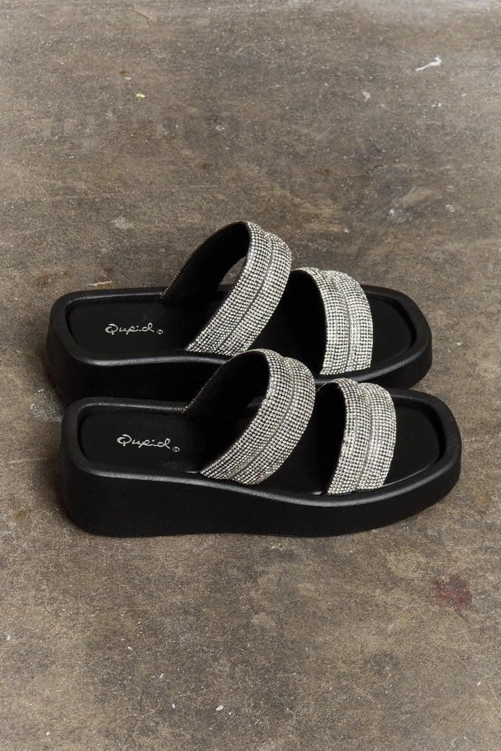 Wedge Rhinestone Sandals - Inspired Eye Boutique