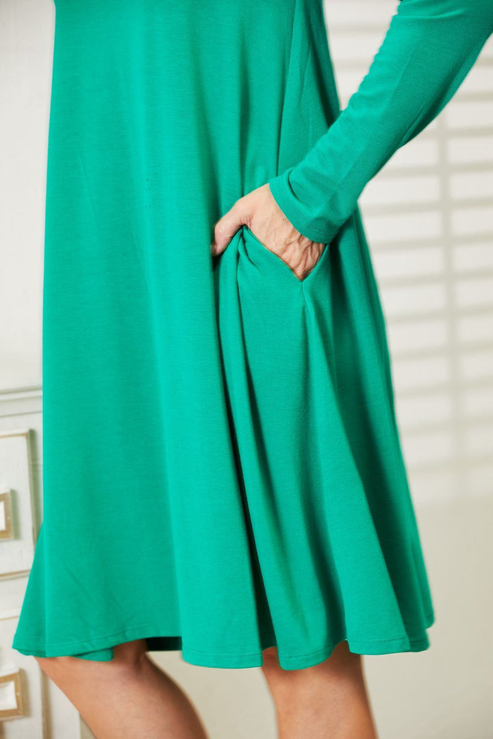 Zenana - Teal Long Sleeve Dress - Inspired Eye Boutique